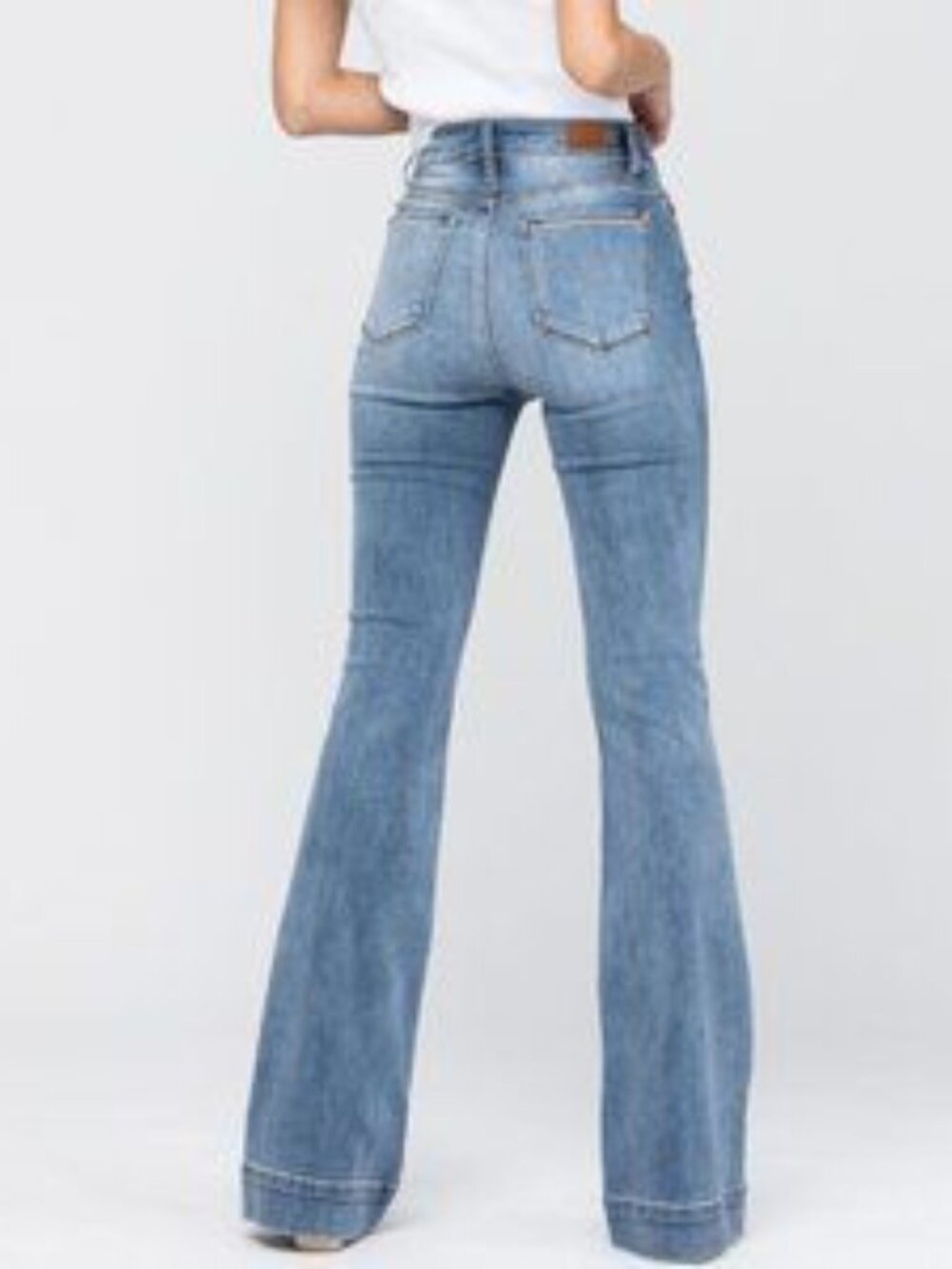 Judy Blue Trouser Flare Jeans | Light/Medium Wash | 31” Inseam | Flattering Stre